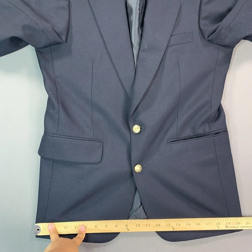 Bert Pulitzer Blazer Mens 38R Blue Polyester‎ Wool Gold Button Sport Coat Jacket